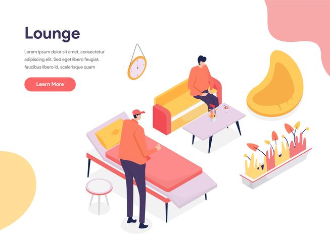 Lounge Space Illustration Concept. Isometric design concept of web page design for website and mobile website.Vector illustration vector