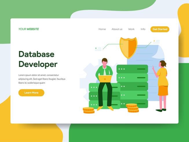 Landing page template of Database Developer Illustration Concept. Modern Flat design concept of web page design for website and mobile website.Vector illustration vector