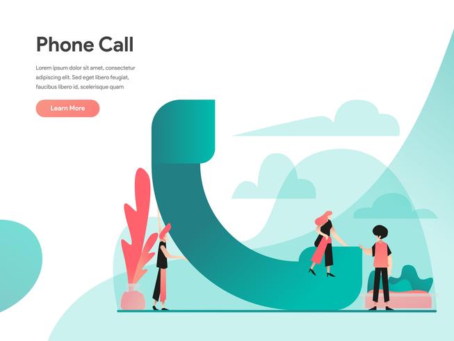 Phone Call Illustration Concept. Modern flat design concept of web page design for website and mobile website.Vector illustration EPS 10 vector