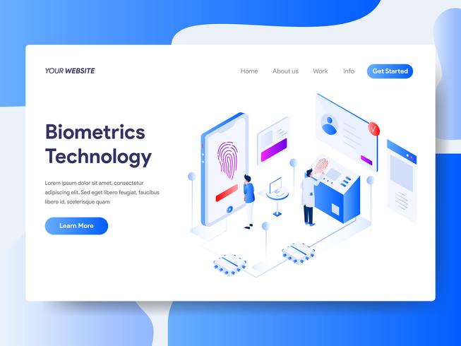 Landing page template of Biometrics Technology Isometric Illustration Concept. Isometric flat design concept of web page design for website and mobile website.Vector illustration vector