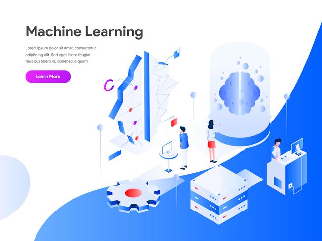 Machine Learning Isometric Illustration Concept. Modern flat design concept of web page design for website and mobile website.Vector illustration EPS 10 vector