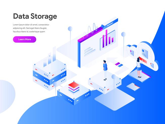 Data Storage Isometric Illustration Concept. Modern flat design concept of web page design for website and mobile website.Vector illustration EPS 10 vector