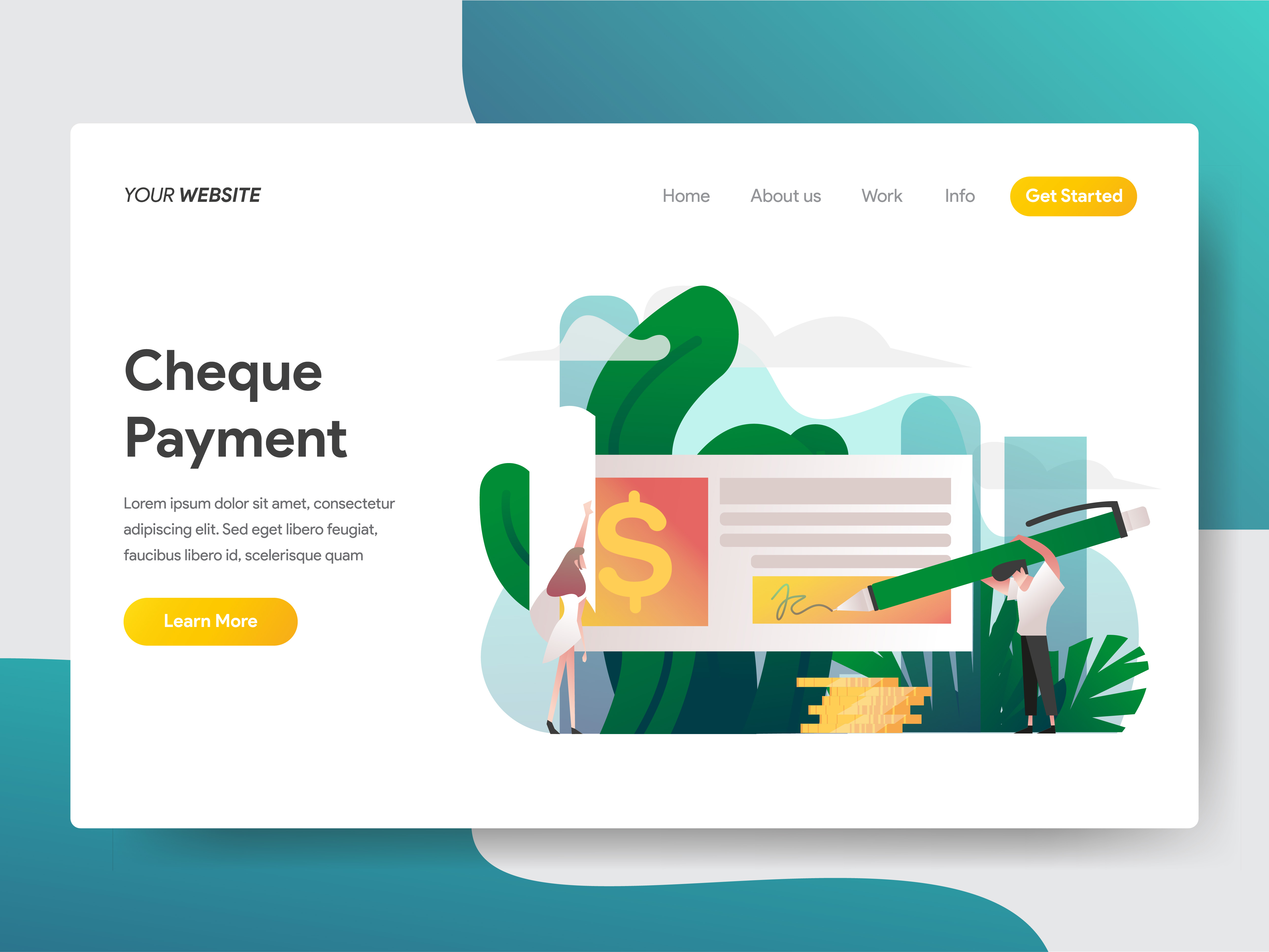 Download Landing page template of Cheque Payment Illustration ...