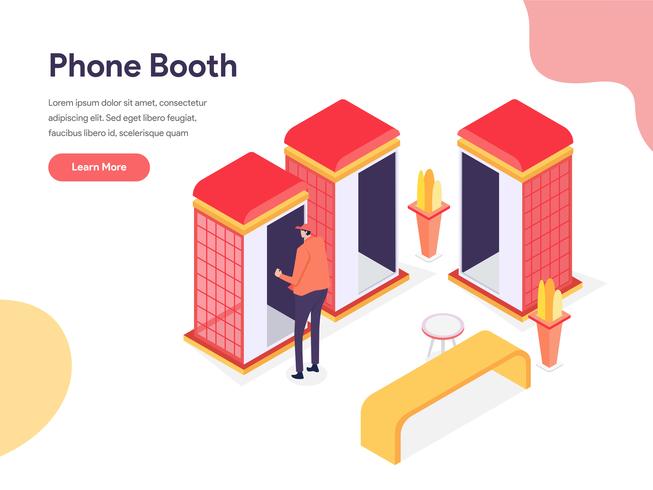 Phone Booth Illustration Concept. Isometric design concept of web page design for website and mobile website.Vector illustration vector