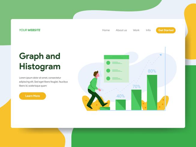 Landing page template of Graph and Histogram Illustration Concept. Modern Flat design concept of web page design for website and mobile website.Vector illustration vector