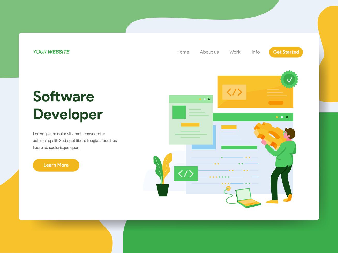 Landing page template of Software Developer Illustration Concept