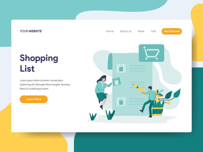 Landing page template of Shopping List Illustration Concept. Modern ...