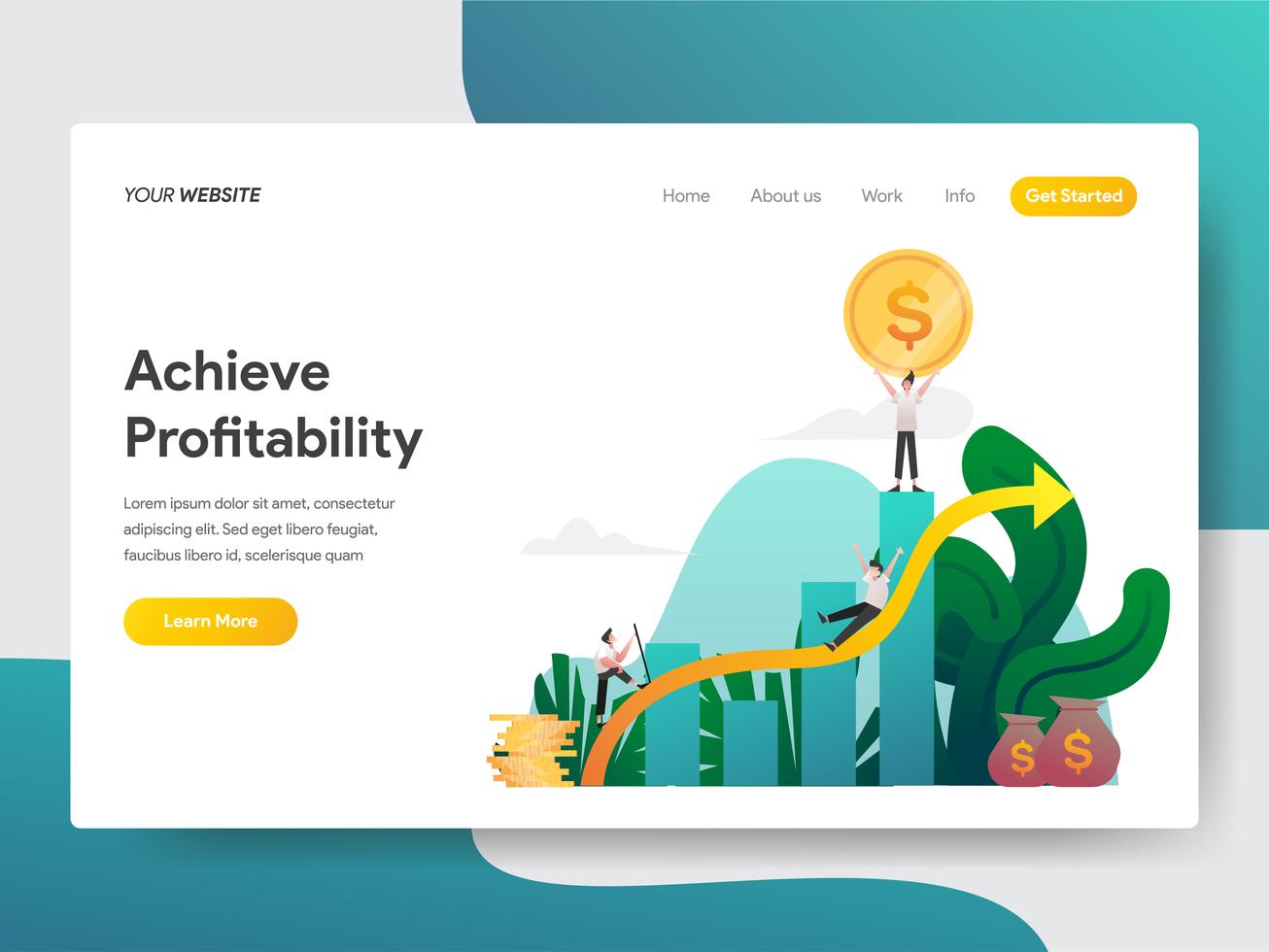 Landing page template of Achieve Profitability Illustration Concept ...