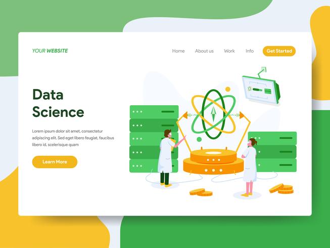 Landing page template of Data Science Illustration Concept. Modern Flat design concept of web page design for website and mobile website.Vector illustration vector