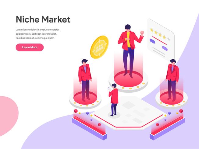 Landing page template of Niche Market Isometric Illustration Concept. Isometric flat design concept of web page design for website and mobile website.Vector illustration vector