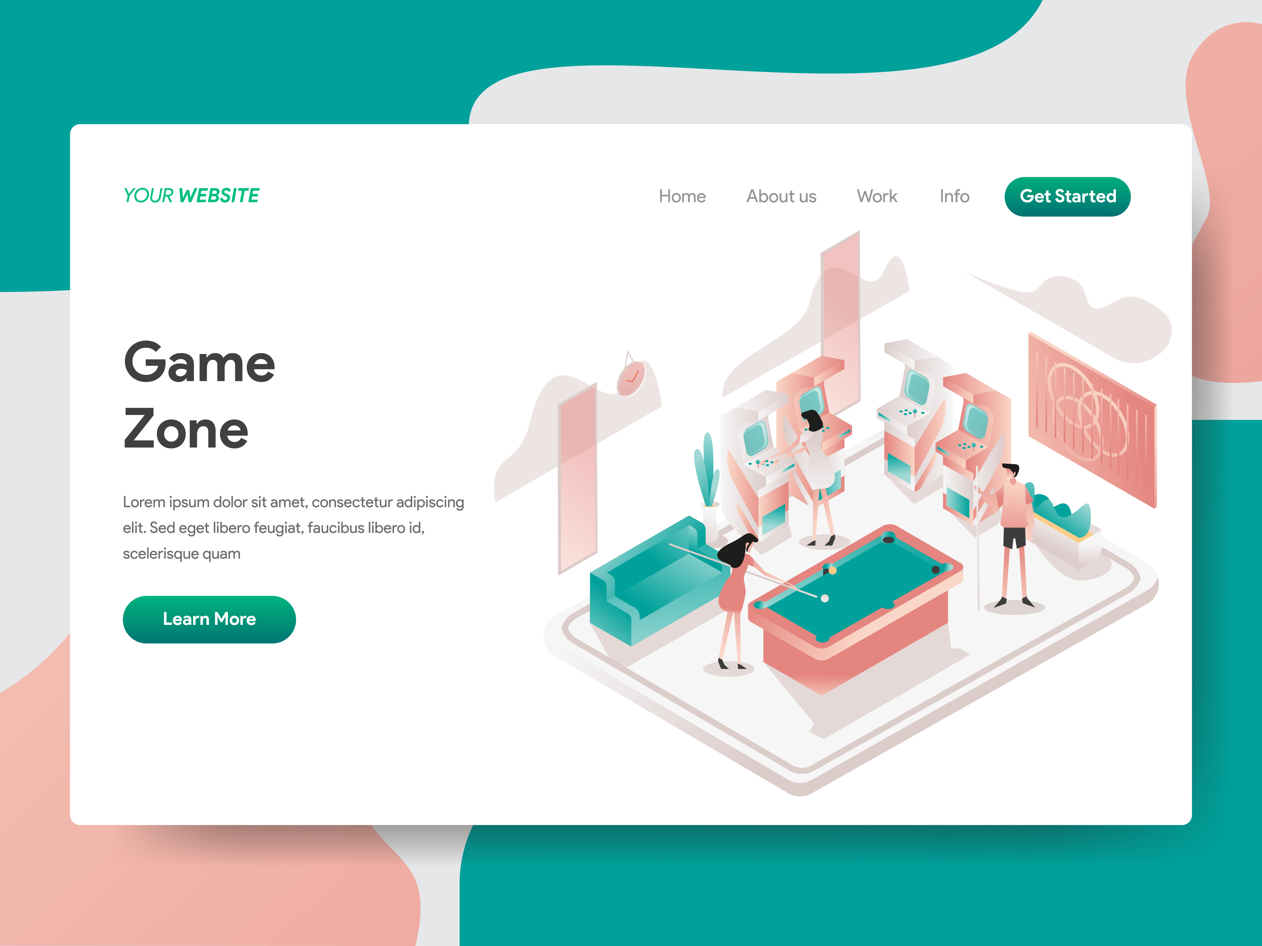 Game website landing page design template Vector Image