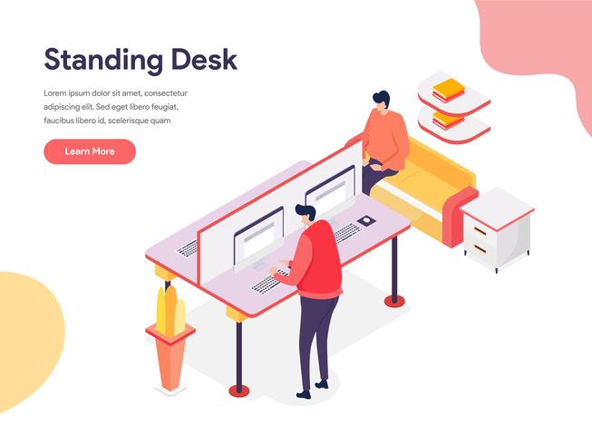 Standing Desk Illustration Concept. Isometric design concept of web page design for website and mobile website.Vector illustration vector