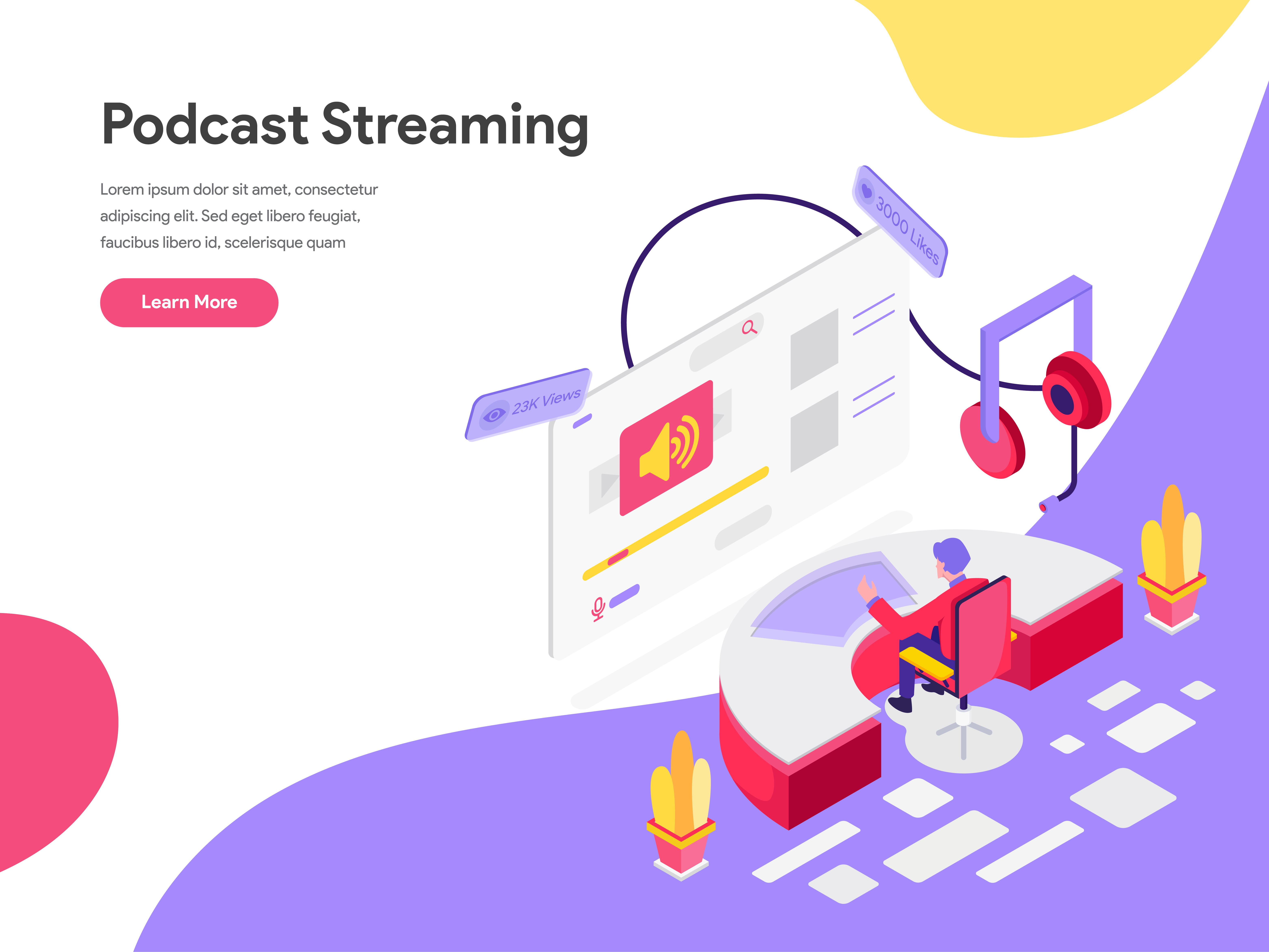 Download Landing page template of Podcast Streaming Isometric ...