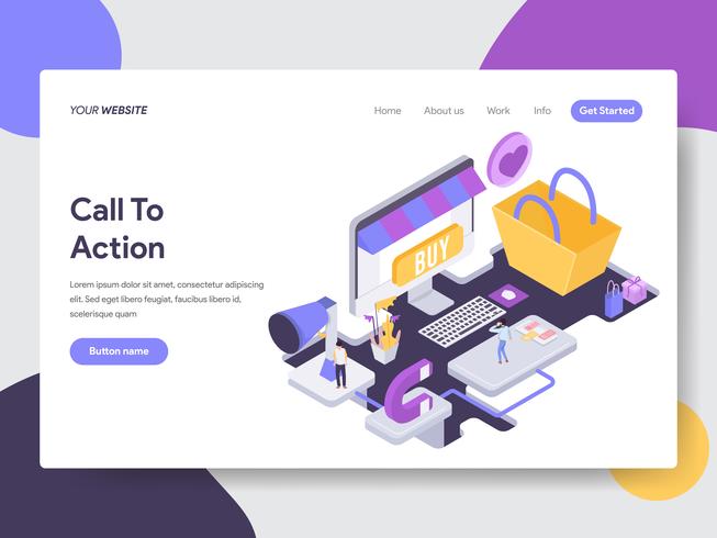 Landing page template of Call to Action Illustration Concept. Isometric flat design concept of web page design for website and mobile website.Vector illustration vector