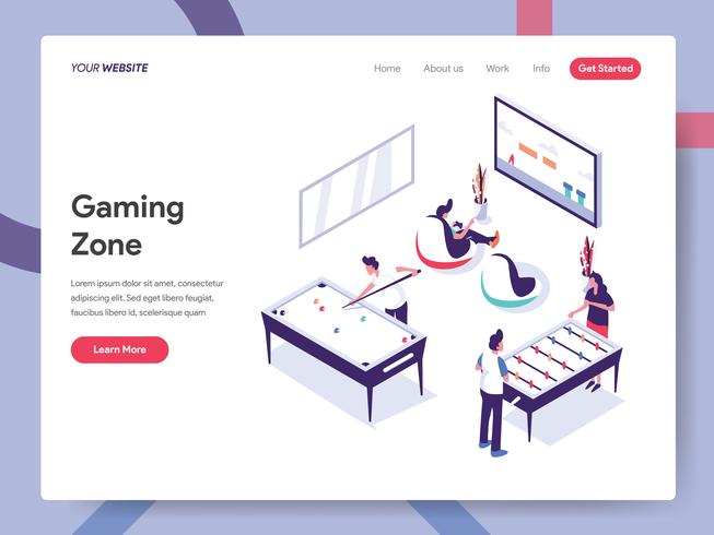 Landing page template of Gaming Zone Illustration Concept. Isometric flat design concept of web page design for website and mobile website.Vector illustration EPS 10 vector