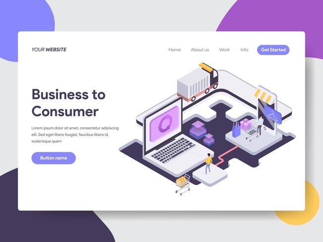 Landing page template of Business to Consumer Illustration Concept. Isometric flat design concept of web page design for website and mobile website.Vector illustration vector