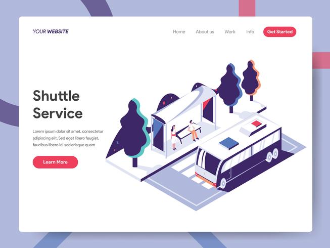 Landing page template of Shuttle Service Illustration Concept. Isometric flat design concept of web page design for website and mobile website.Vector illustration EPS 10 vector