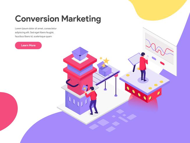 Landing page template of Conversion Marketing Illustration Concept. Isometric flat design concept of web page design for website and mobile website.Vector illustration vector