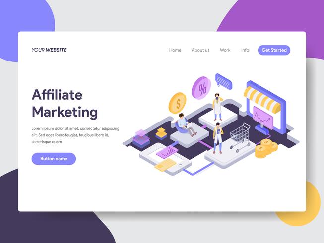 Landing page template of Online Shopping Affiliate Marketing Illustration Concept. Isometric flat design concept of web page design for website and mobile website.Vector illustration vector