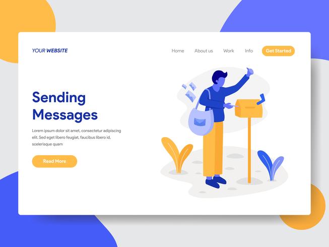 Landing page template of Deliveryman with Mailbox Illustration Concept. Modern flat design concept of web page design for website and mobile website.Vector illustration vector