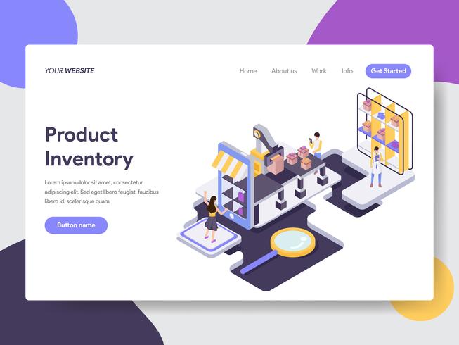 Landing page template of Product Inventory Illustration Concept. Isometric flat design concept of web page design for website and mobile website.Vector illustration vector