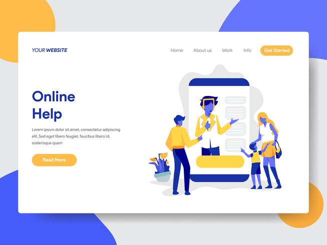 Landing page template of Online Help Illustration Concept. Modern flat design concept of web page design for website and mobile website.Vector illustration vector
