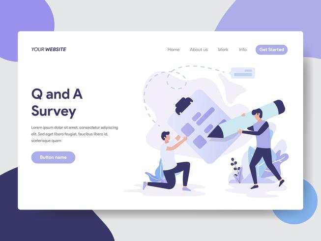 Landing page template of Question and Answer Survey Illustration Concept. Modern flat design concept of web page design for website and mobile website.Vector illustration vector
