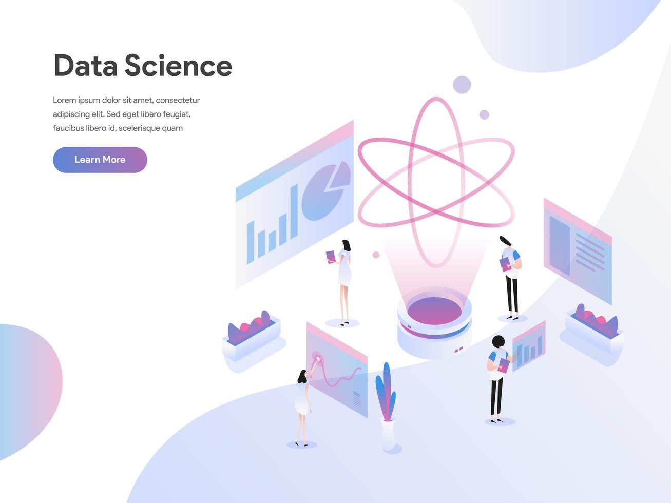 Landing page template of Data Science Isometric Illustration Concept ...
