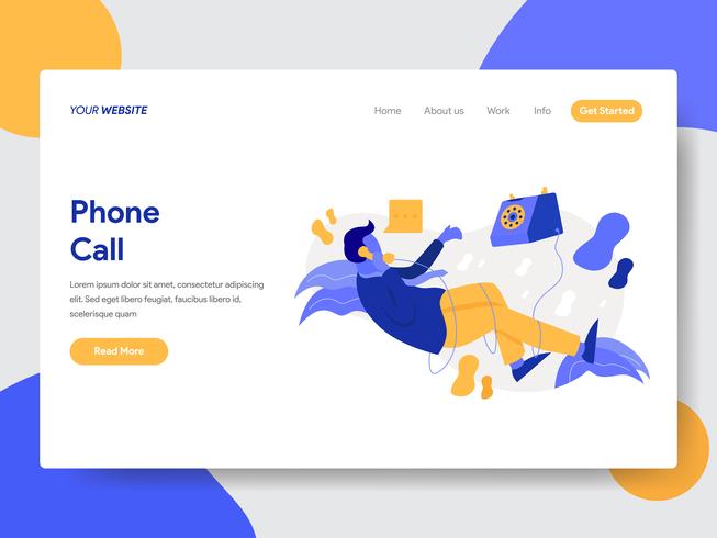 Landing page template of Businessman on Phone Call Illustration Concept. Modern flat design concept of web page design for website and mobile website.Vector illustration vector