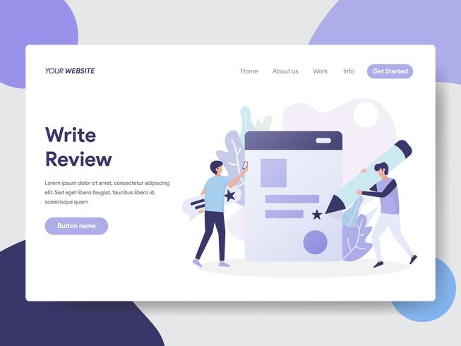 Landing page template of Write Review Illustration Concept. Modern flat design concept of web page design for website and mobile website.Vector illustration vector