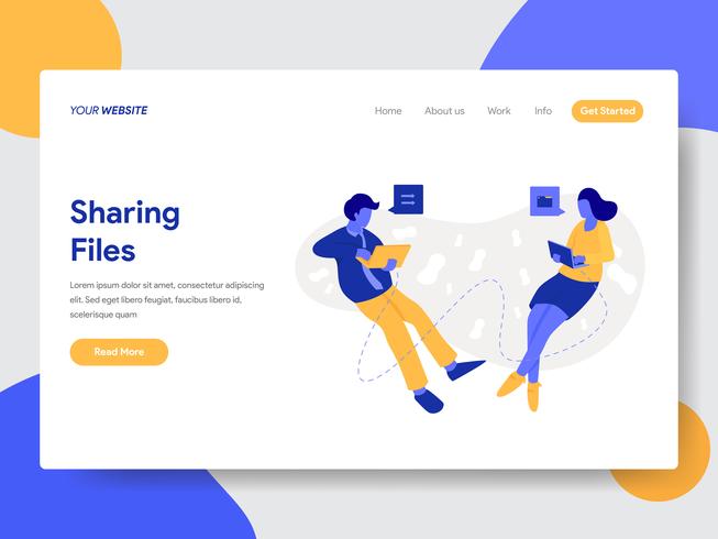 Landing page template of Sharing Files and Documents Illustration Concept. Modern flat design concept of web page design for website and mobile website.Vector illustration vector