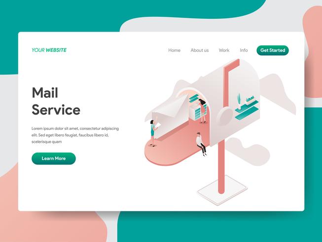 Landing page template of Mail Service Illustration Concept. Isometric design concept of web page design for website and mobile website.Vector illustration vector