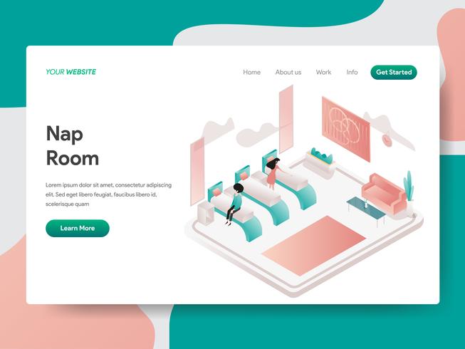 Landing page template of Nap Room Illustration Concept. Isometric design concept of web page design for website and mobile website.Vector illustration vector