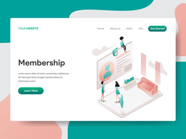 Landing page template of Membership Illustration Concept. Isometric design concept of web page design for website and mobile website.Vector illustration vector