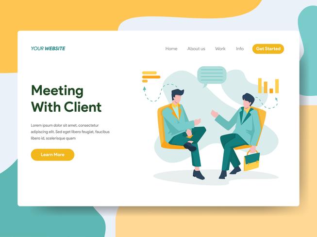 Landing page template of Business Meeting with Client Illustration Concept. Modern Flat design concept of web page design for website and mobile website.Vector illustration vector