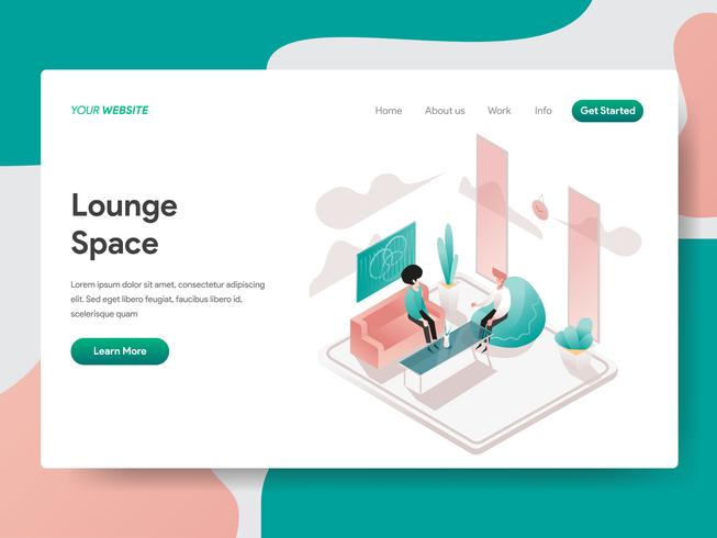 Landing page template of Lounge Space Illustration Concept. Isometric design concept of web page design for website and mobile website.Vector illustration vector