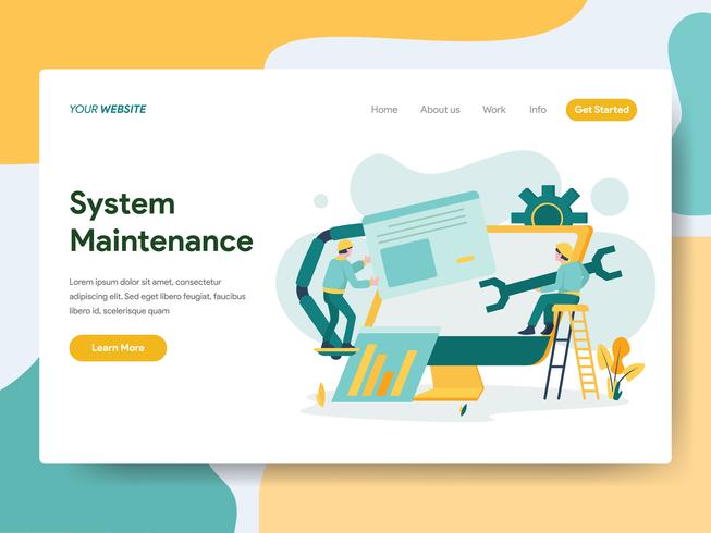 Landing page template of System Maintenance Illustration Concept. Modern Flat design concept of web page design for website and mobile website.Vector illustration vector