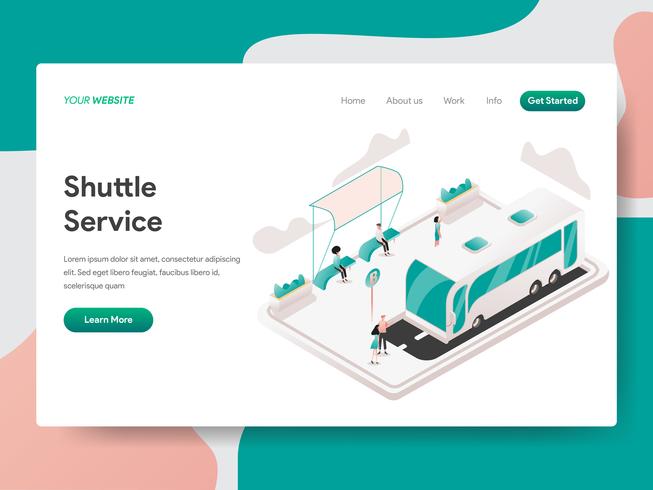 Landing page template of Shuttle Service Illustration Concept. Isometric design concept of web page design for website and mobile website.Vector illustration vector