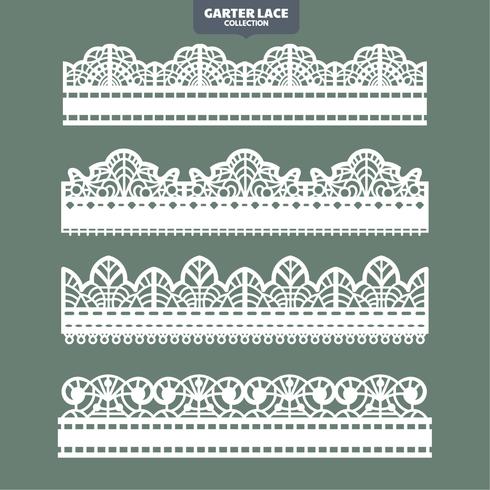 Set Garter Lace Ornament for Embroidery, Cutting  Sticker and Laser Cut vector