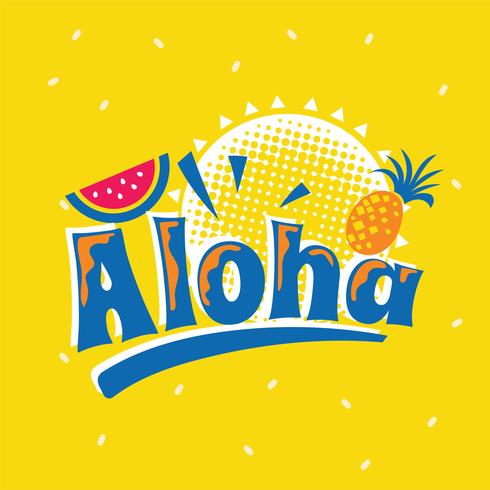 Frase de Aloha con la sandía. Cita de verano vector