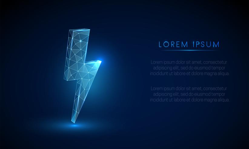 Abstarct low poly lightning. Vector arrow wireframe