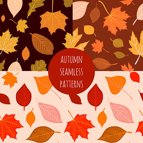 Set of vector hand drawn autumn seamless patterns