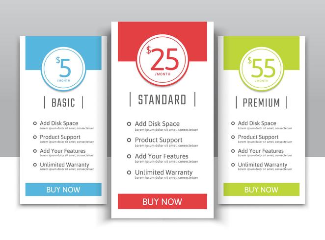 Pricing table vector