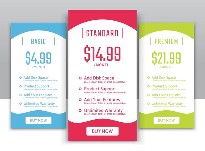  Pricing plans for websites and applications vector