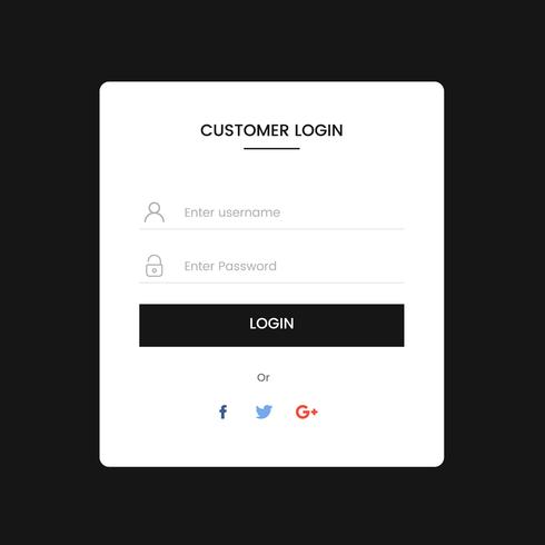 Web login form template vector