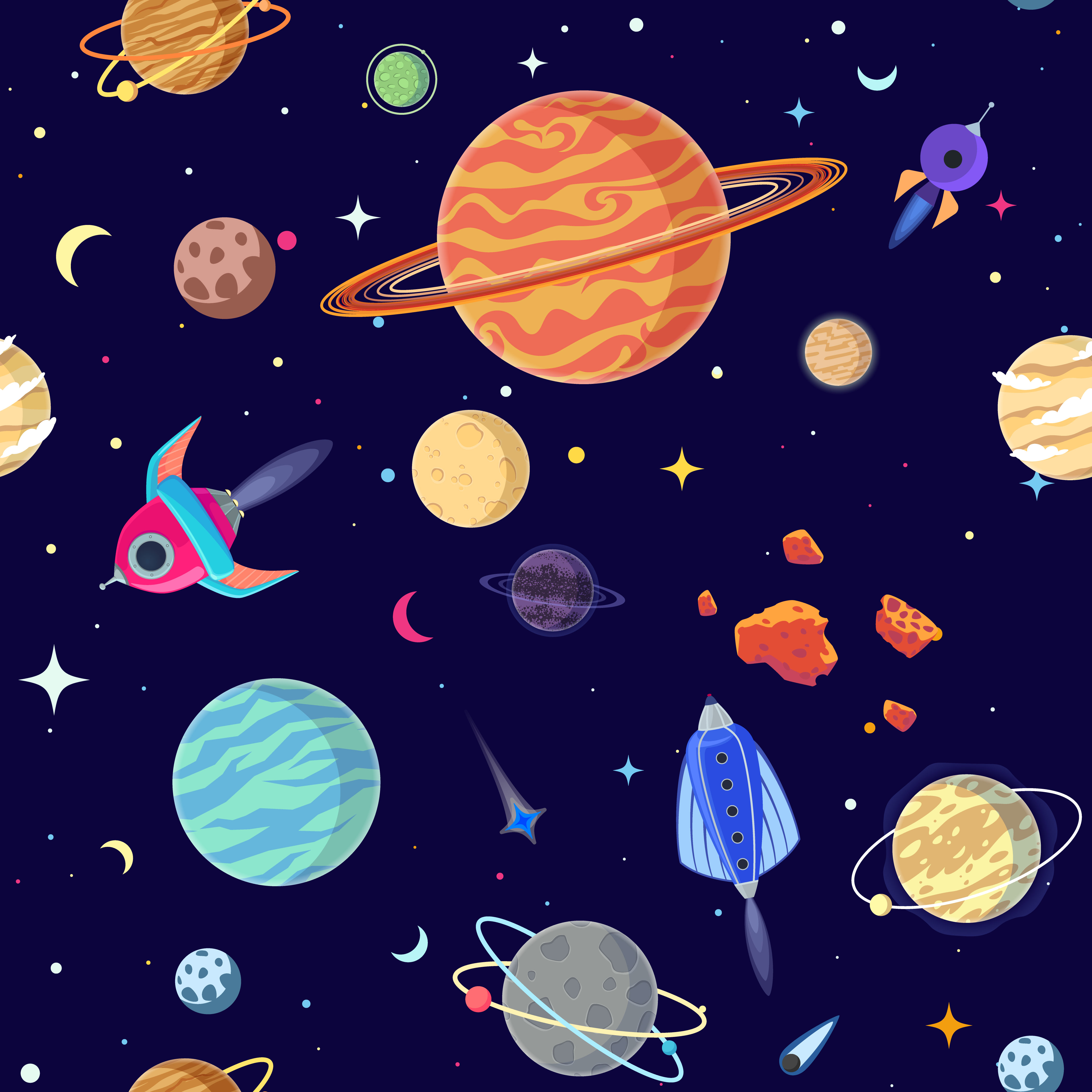 Seamless pattern of in open space. Vector illustration cartoon
