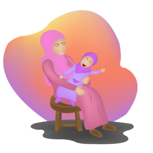 islamic mother day  character illustration  vector