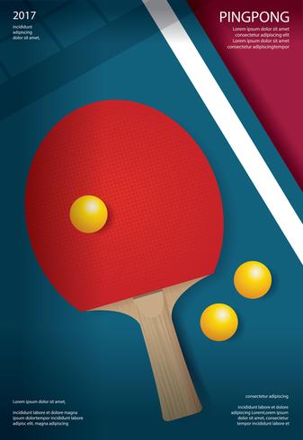 Ilustración de vector de plantilla de póster de pingpong
