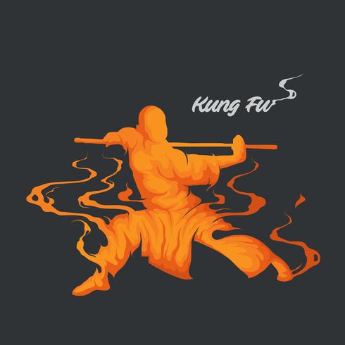 martial art kungfu silhouette vector