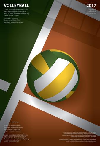 Ejemplo del vector del diseño de la plantilla del cartel del torneo del voleibol